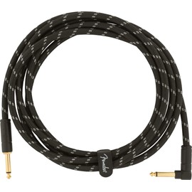 Fender 10-Foot Deluxe Instrument Cable, Straight-Angle, Black Tweed - 2 Pack