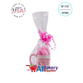A1 Bakery Supplies Gifwrap Cellophane Bags Gift Warp Basket Bags Gift Basket Bags 10 Pack Bags only (12 In X 24 In)