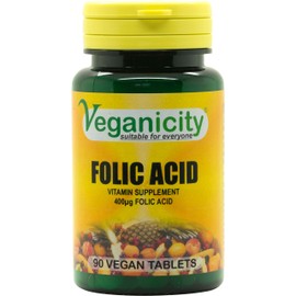 Veganicity Folic Acid 400µg : B Vitamin Supplement - 90 Tablets, in a Planet-Friendly 99% Recycled Pot