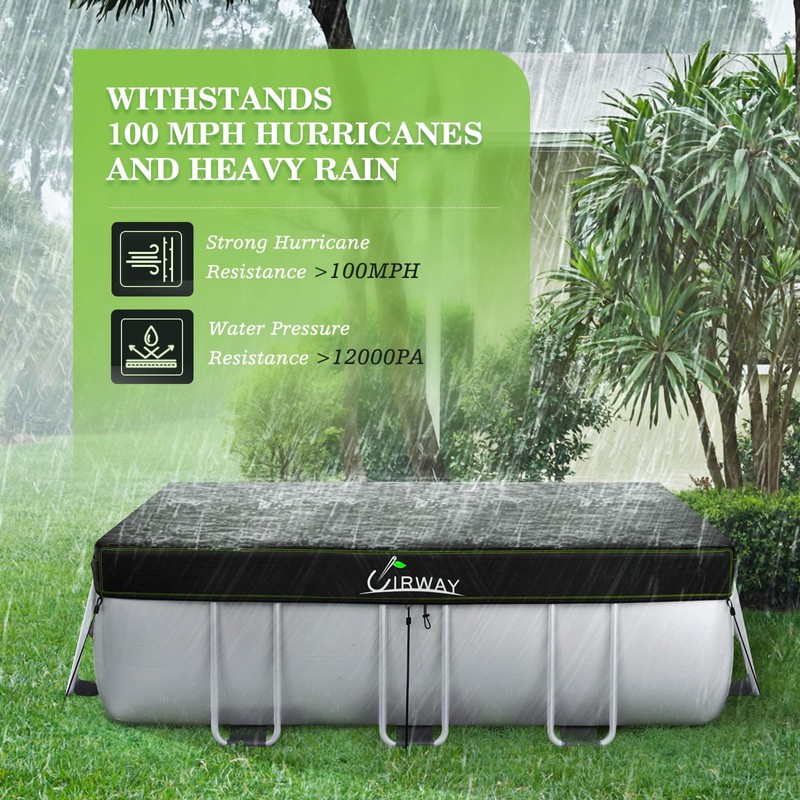 UIRWAY 7.3x15 FT Rectangular Pool Cover with Reflective Strips, Swimming