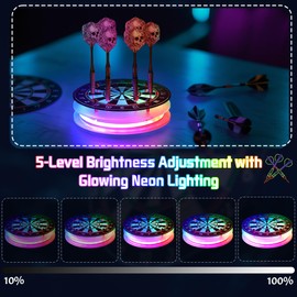 OkiyiD Light Up Dart Holder, RGB LED Acrylic Dart Stand Desktop with Multiple Color, Board Accessories for Men Gamer Room Decor Gifts