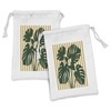Ambesonne Tropical Fabric Pouch Set of 2, Hawaiian Monstera Leaves