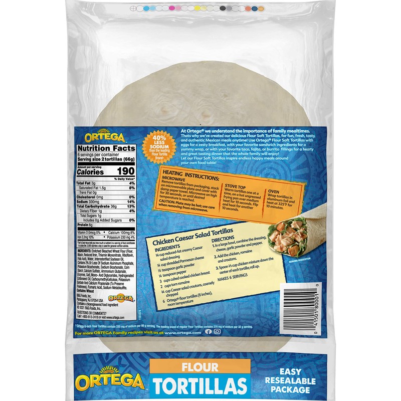 Ortega Flour Tortillas, 6 Inch, 12 Tortillas