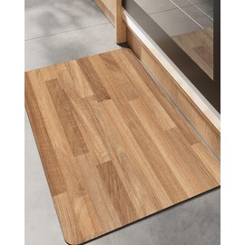 LUMI Ultra-Thin Wood Grain Kitchen Mat, Low Profile, Non Slip, Quick Dry, Washable Kitchen Rugs, Teak, 23.5"x15.5"