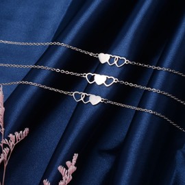 CheersLife 2/3/4/5/6 pieces sister necklaces friendship long distance stainless steel matching hollow heart necklace jewellery birthday gift for best friend mother and daughter, Stainless Steel, Bead