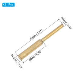 PATIKIL Diamond Chainsaw Sharpener 3/8 Inch High Hardness Whetstone Polishing Chainsaw Sharpening Set Grinding File for Chainsaw Stone Jewelry Wood Gold (4.8mm) 21pcs