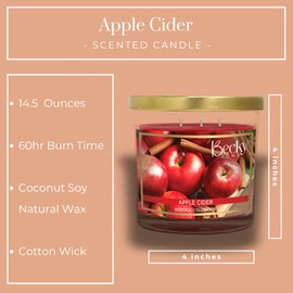 Becky Home 3 Wick Candle, 14.5oz Apple Cider Candle, 3 Wick Candles, Big Candles, Huge Candle, Three Wick Candle, Bath Candles, Candle 3 Wick, 3 Wick Candle Jars