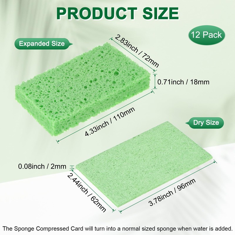 M METERXITY 12-Pack Kitchen Sponges, Condense Eco Cellulose Non-Scratch Scrub