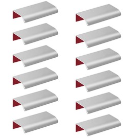 Qjaiune 12 Pack Self Adhesive Drawer Pulls, 3.15" Back Mount Finger Edge Pulls Silver Stick On Cabinet Handles, No Drill Hidden Cabinet Handles for Kitchen Cupboard