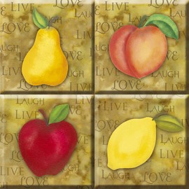 IdeaStix Orchard TileStix - Original Premium 4-Piece Peel and Stick Tile Squares - Washable and Removable - Heat and Water Resistant