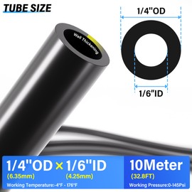 TAILONZ PNEUMATIC Black DOT 1/4 Inch od 10 Meter 32.8ft Nylon Air Tubing Kit Pipe Hose Air Line Tubing Or Fluid Transfer Pneumatic tubing