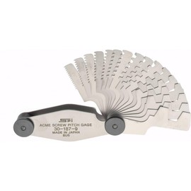 SPI 30-187-9 Stainless Steel Acme Screw Pitch Gage: 16-Leaf, 1 to 12 TPI, 29° Thread Angle