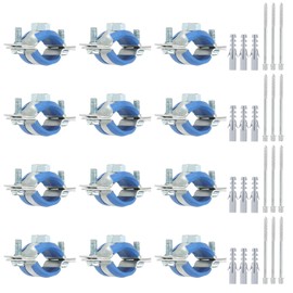 PATIKIL 0.8"-0.9"/20-24mm Split Ring Pipe Hanger, 12 Pcs Heavy Duty Adjustable Pipe Bracket Clamp Galvanized Iron Wall Ceiling Mount Pipe Strap Support with Screws & Expansion Tube, Blue