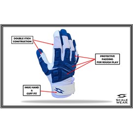 Stealth Padded Football Lineman Gloves – White, Battle College Lineman, Be a Villain Not a Joker with Padded Stealth Football Gloves with Padded Protection, Youth, Kids, Men, Boys, Small to XXL Sizes