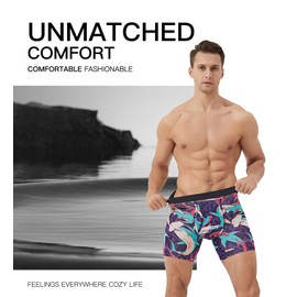 Xaanelr Men's Underwear Boxer Briefs Bamboo Viscose Trunks Soft Comfortable Multipack (US, Alpha, Large, Regular, Regular, B013 - Boxer Briefs - 8 Pack)