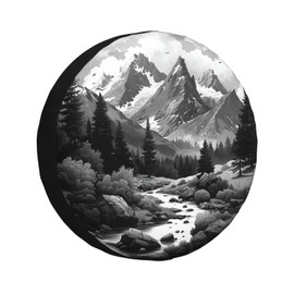 Spare Tire Cover Abstract Moon Mountain Tree Landscape Wheel Covers Weatherproof Universal Wheel Protectors for Rv SUV Camper Travel Trailer 14 Inch