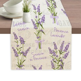 Table Runner Vintage Lavender Flower Table Runners Summer Seasonal Kitchen Dinning Decor for Indoor Outdoor Holiday Home Wedding Party 13x70 Inch