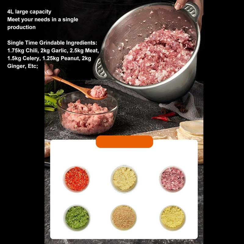 Stainless Steel Food Processor 5L High Capacity Electric Chopper for