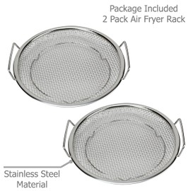 EIKS 2 Pack Air Fryer Rack Round Stainless Steel Basket for Toasting Cooking Steaming Cooling - 8 inch Diameter