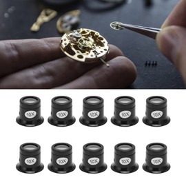 CYSFETENA 10PCS 10X Watchmaker Loupe,Portable Watch 10X Jewelers Loupe,Profession Optical Eye Loop for Watchmakers Repair Eye Loupe Glass Tools Jewelry Inspection Detailed Work