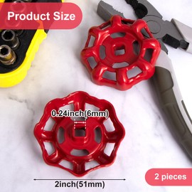 Pndeyo 2pcs Outdoor Faucet Handle, 6x6mm Round Wheel Hose Bib Handle, Rustproof Water Spigot Handle Outside Water Valve Faucet Handle Replacement Parts- Red | Pndeyo