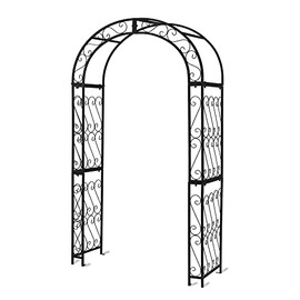 Flohover 48.8" W x 83.8" H Garden Arch, Black Sturdy Metal Iron Arbor, Courtyard Cast Trellis for Various Climbing Plant, Outdoor European-Style Archway Wedding Ceremony Party