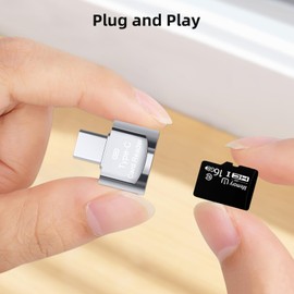 BORLTER CLAMP Micro SD Card Reader, USB C TF Card Reader, USB C to TF Memory Card Reader with USB C to USB Adapter Compatible with MacBook, Laptops, Android Phones, Silvery