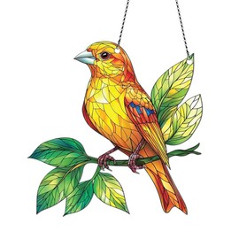 Canary Bird Ornaments Acrylic Window Hanging - Gifts for Canary Bird Lovers, Canary Bird Gifts for Women Men - Canary Bird Decor - Canary Bird Christmas Decorations