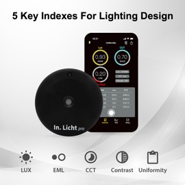 In. Licht Pro Handheld EML Light Meter Sensor Lumens Lux Color Temperature CCT Contrast Uniformity Measurement for Architecture Interior Lighting Design Well