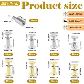 JIEYUMAO 100 Pack Chicago Screws and Extention Posts, 2 Colors 4 Sizes Scrapbook Extension Screws, Replacement Album Extension Rod Scrapbook Extension Screws for Binding Scrapbook Photo Album