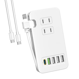 TOPWE Power Strip, USB-C Type-C with USB, PD, 52W, USB Outlet, Extension Cord, USB-C Port, USB-A Port, AC Outlet, Includes AC Outlet, PSE Technical Standards, AC 1400W Output, Rapid Charger,