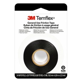 3M Temflex Vinyl Electrical Tape, 1700, 3/4 in x 60 ft, Black 1.5core (3-Roll)