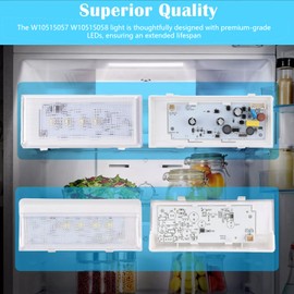 New Upgraded Refrigerator LED Light Set - Compatible with Whirlpool, Kenmore, Maytag, and KitchenAid Refrigerators - Includes 1 Pc W10515058 & 2 Pcs W10515057 - Replaces WPW10515057, WPW10515058