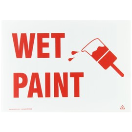 Accuform Signs MPCR508 Lite-Corr Corrugated Plastic Sign, Legend "Wet Paint" with Graphic, 10" Length x 14" Width x 3/16" Thickness, Red on White (Pack of 10)
