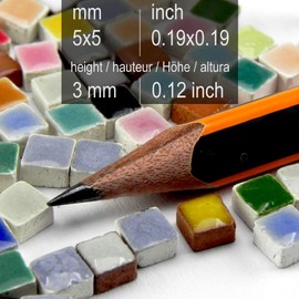 1000 Pieces Mini Ceramic Mosaic Tiles for Crafts, Handmade Artwork 5 mm Brown Black, RL01