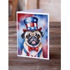 Caroline's Treasures Pug Patriotic American Greeting Cards Pack of 8
