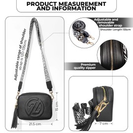 ozbelego 100% Genuıne Leather Women's Crossbody - Shoulder - Camera - Handbags - Elegant & Versatile - Durable, Spacious & Stylish, Perfect for Everyday Use and Special Occasions Black
