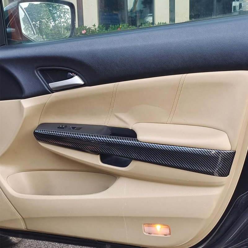 Carbon Fiber Pattern Inner Door Panel Cover Trim Fit for