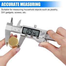 Digital Caliper Measuring Tool, Stainless Steel Vernier Caliper Digital Micrometer with Large LCD Screen, Easy Switch from Inch Metric Fraction, 6 Inch Caliper Tool for DIY/Household