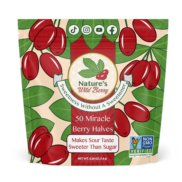 UNLOCK HIDDEN FLAVORS | 50 Premium Miracle Berry Halves by Natures wild Berry | Freeze Dried, Grown in the USA | As Seen On Tiktok | St Patricks Day & Easter | Turn Sour Sweet | Flavor Changing Magic Berries | Best Value in the Marketplace
