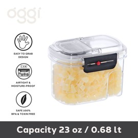 OGGI Easi Grip 23oz Moisture Proof Storage Container, Ultra Clear BPA-Free Sealable Canister, Flip Open Pouring Lid, Date Reminder Slider on Clip, Ideal Kitchen and Pantry Storage (23oz / 0.68lt)