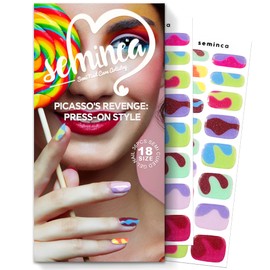 SEMINCA Semi Cured Gel Nail Strips-Candy Color Nail Strips Long Lasting Easy Apply At Home Manicure Kit Shiny Finish for Women and Girls Works with Any UV/LED Lamps(Kandinsky Swirl)