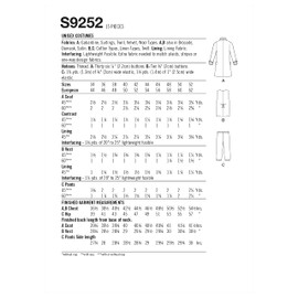 Simplicity Men's and Women's Continental Uniform Historical Costume Kit, Code 9252 Sewing Pattern, Sizes 34-42, White