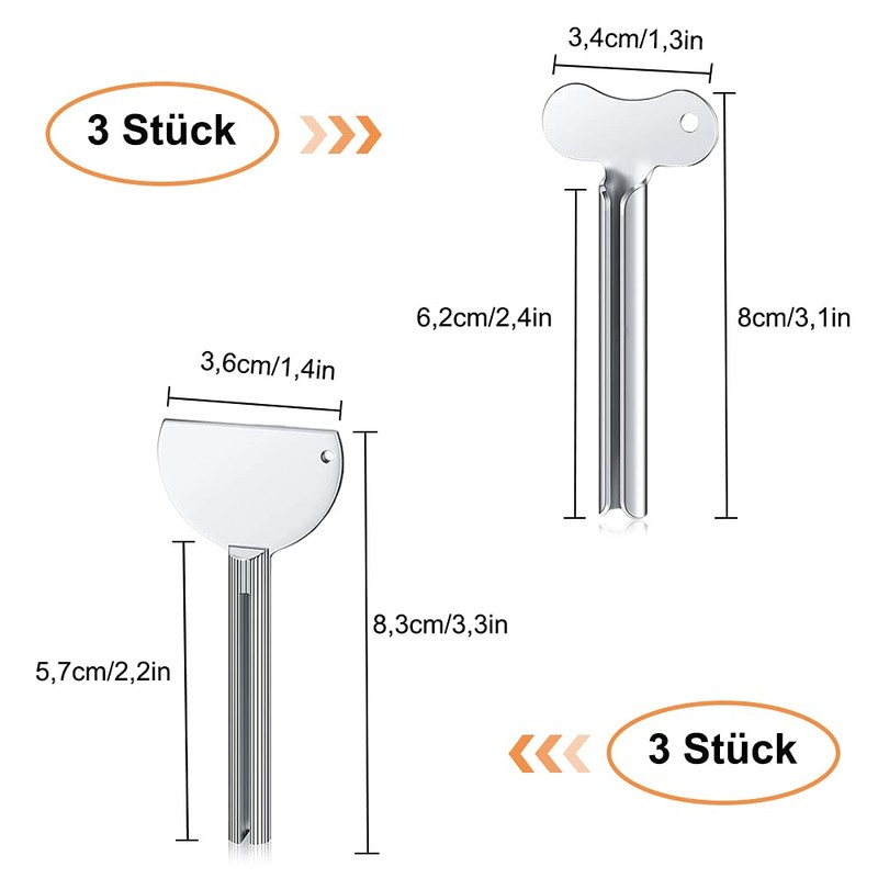 Tube Squeezer, Pack of 6, Stainless Steel Toothpaste Tube Press