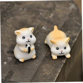 Ipetboom 6pcs Resin Hamster Ornaments Cute Succulent Landscape Creative DIY Fleshy Plant Figurines for Home and Office Unique Hamster Craft Collectibles