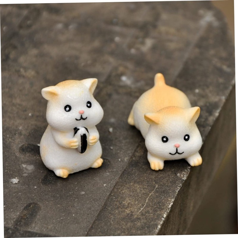 Ipetboom 6pcs Resin Hamster Ornaments Cute Succulent Landscape Creative DIY