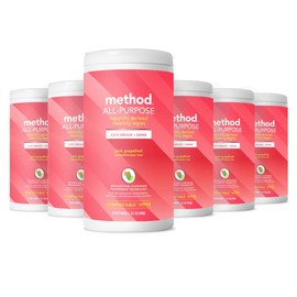 Method All-Purpose Cleaning Wipes, Pink Grapefruit, Multi-Surface, Compostable, 70 Count (Pack of 6)