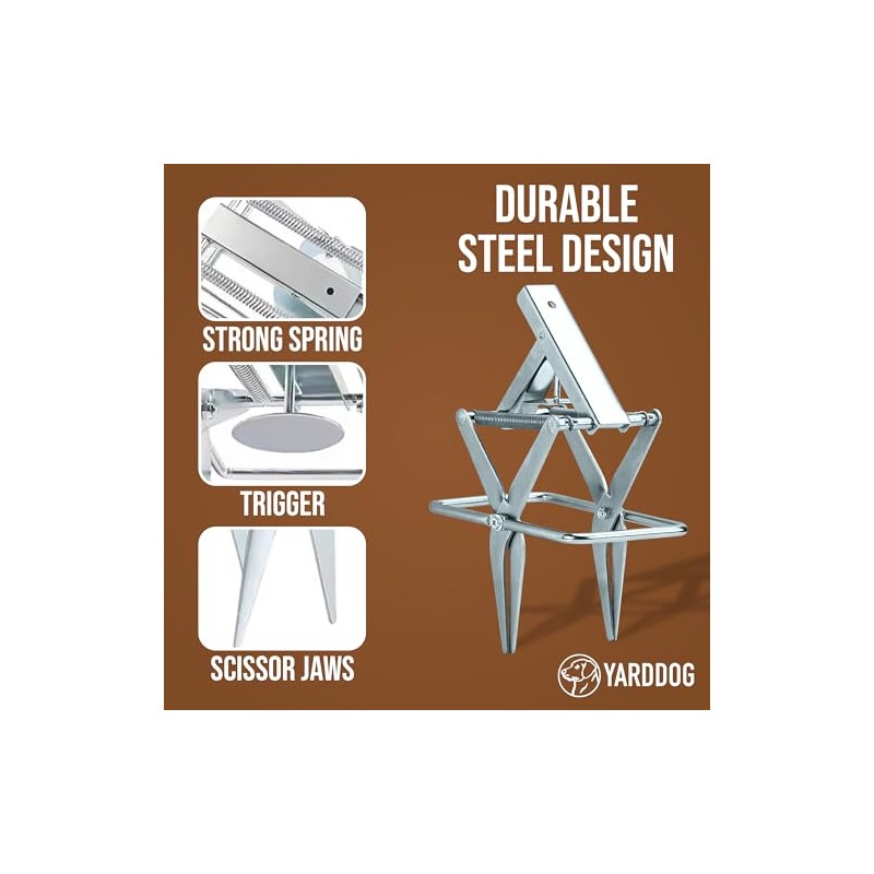 YARDDOG Mole Scissor Trap, Step-to-Set Ground Trap, Easy-to-Use Scissor Style