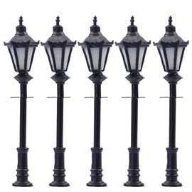 Evemodel Set of 5 Model Parking Lanterns LED Light Lamps Model Train Mini Garden Decor (40 mm)