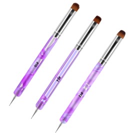 Nail Dotting Tools, ValueBargain 3pcs French Gel Acrylic Nail Brushes Double-Ended Art Pen for Manicure Professional Painting, Size #12#14 & #16